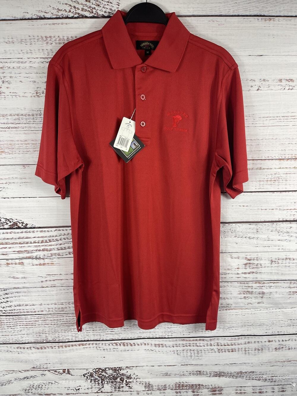 Monterey Club Polo Shirt Men's Medium Red Manatee Golf Course Embroidered Logo